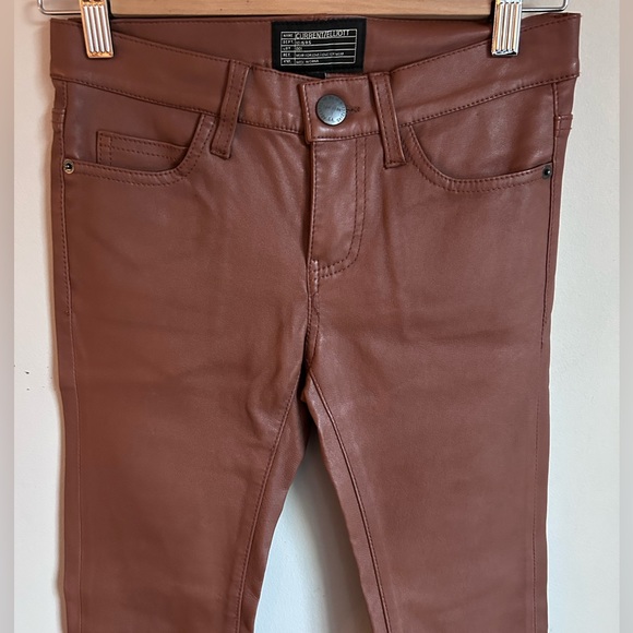 Current/Elliott Camel Brown Ankle Skinny Leather pants size 24 - Picture 5 of 14